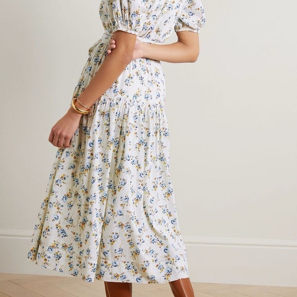The Great Moonstone Floral Prairie Midi Dress NWT Size M Belted Tiered Cotton - Picture 3 of 11